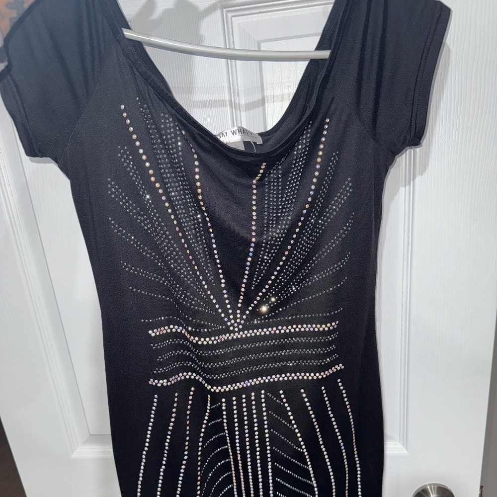 excellent condition -Black rhinestone dress